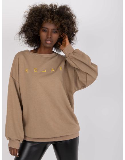 Dámska oversize mikina DAMIETTE tmavo béžová a zlatá