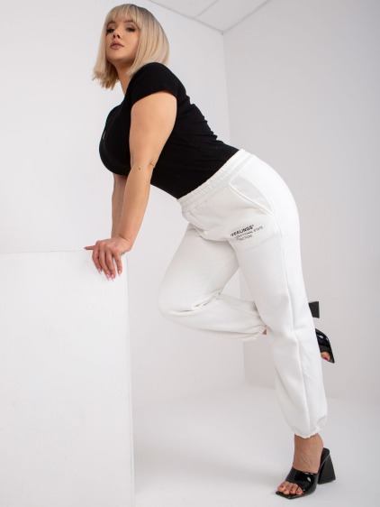 Dámské tepláky s bavlnou plus size BANNI bílé 