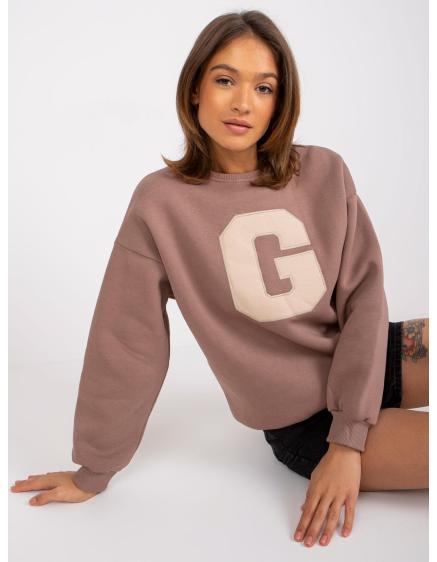 Női kerek nyakú pulóver SEVERINE barna