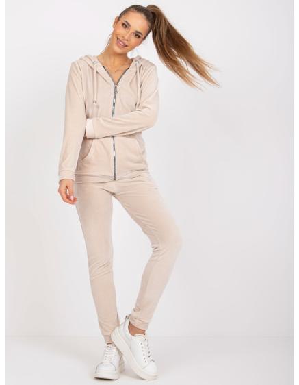 Dámská souprava s mikinou ILARIA s kapucí béžová