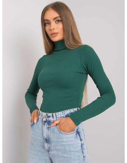 Női bordás blúz garbóval Elisee RUE PARIS sötétzöld