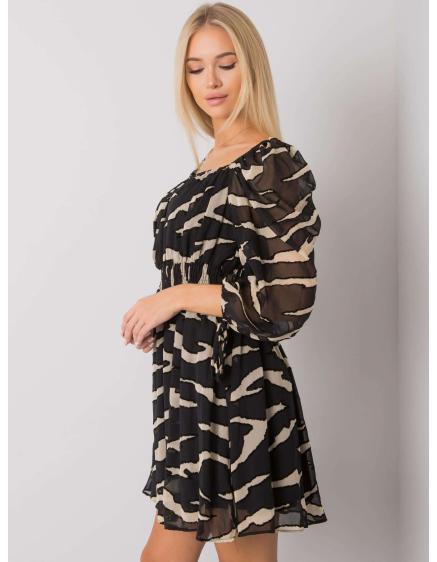 Női nyomtatott ruha PHILLIPI fekete és ekrü színben