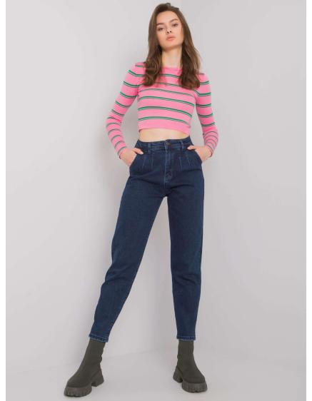 Női magas derekú farmernadrág LEVANTE sötétkék