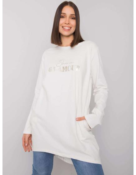 Női plus size tunika zsebekkel ALEXIAH ekrü színben