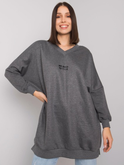 Női melange plus size pamut tunika RAELLA sötét szürke