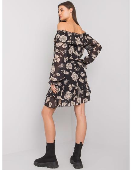 Női fodros ruha BRIANNON fekete és bézs színben