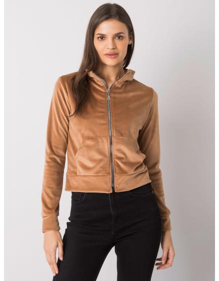 Női velúr pulóver Charley RUE PARIS barna