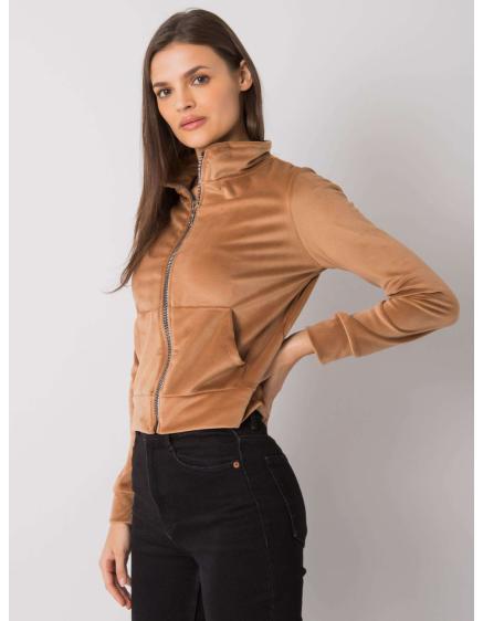 Női velúr pulóver Charley RUE PARIS barna