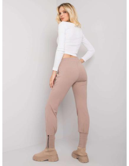 Női melegítőnadrág cipzárral Cindy RUE PARIS sötétbézs sötétbézs