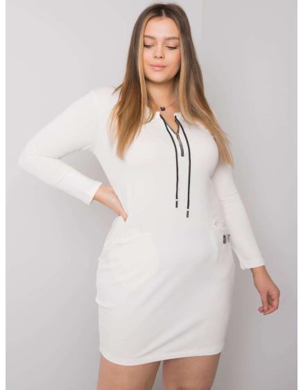 Női plus size ruha zsebekkel ALESSIA ekrü színben