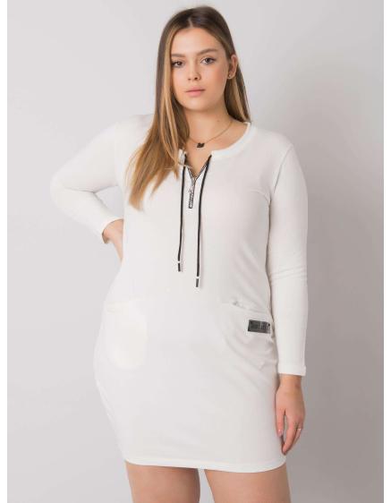 Női plus size ruha zsebekkel ALESSIA ekrü színben