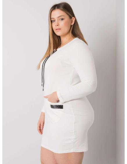 Női plus size ruha zsebekkel ALESSIA ekrü színben