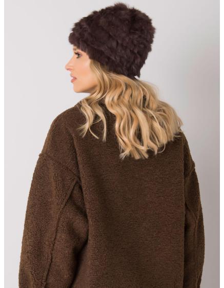 Női szőrme sapka sötétbarna