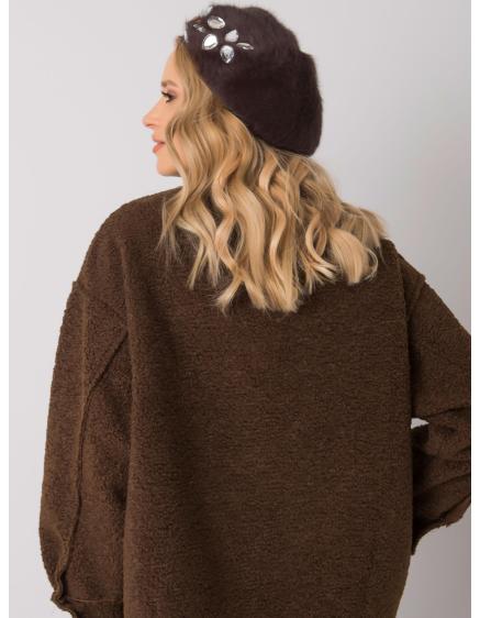 Dámský baret s aplikací hnědý 