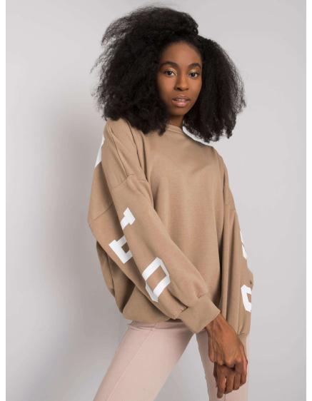 Női nyomtatott pulóver BROOKE bézs színben