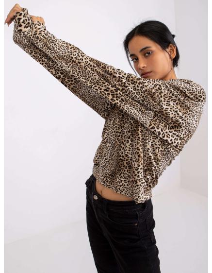 Dámska maskáčová zamatová blúzka REAGAN béžovo-čierna