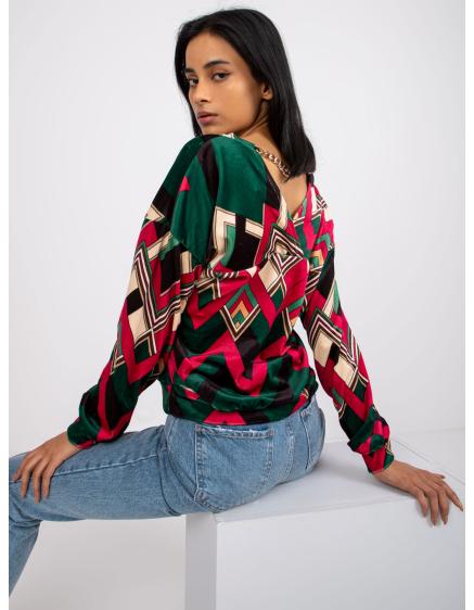 Dámska vzorovaná blúzka EMMA zelená a ružová