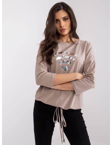 Dámska blúzka s potlačou Domenica RUE PARIS dark beige