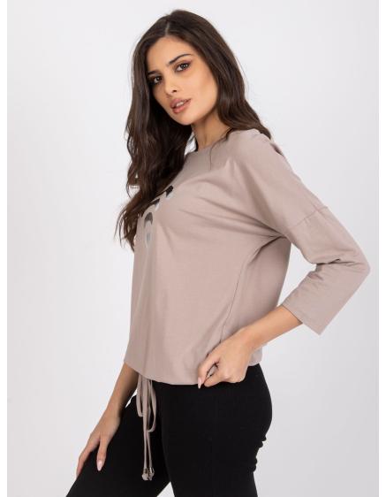 Dámska blúzka s potlačou Domenica RUE PARIS dark beige