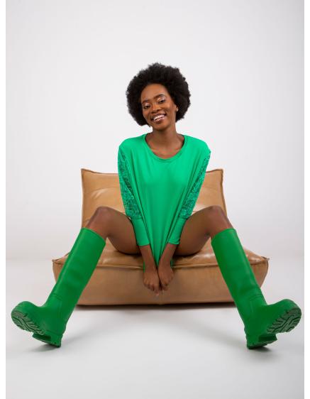 Női blúz csipke ujjú Havanna RUE PARIS sötétzöld