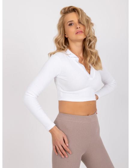 Női rövid csíkos blúz Flores RUE PARIS fehér