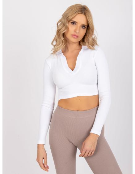 Női rövid csíkos blúz Flores RUE PARIS fehér