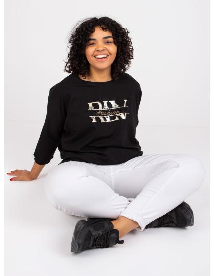 Fekete plus size blúz Cordelia nyomtatással