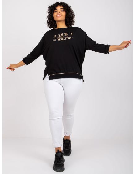 Fekete plus size blúz Cordelia nyomtatással