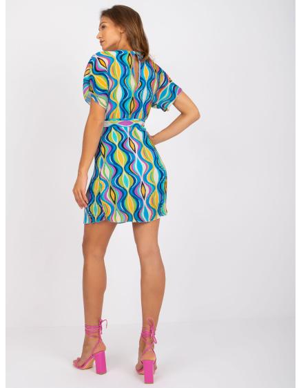 Dámské šaty s krátkými rukávy mini MARIANNE modré 