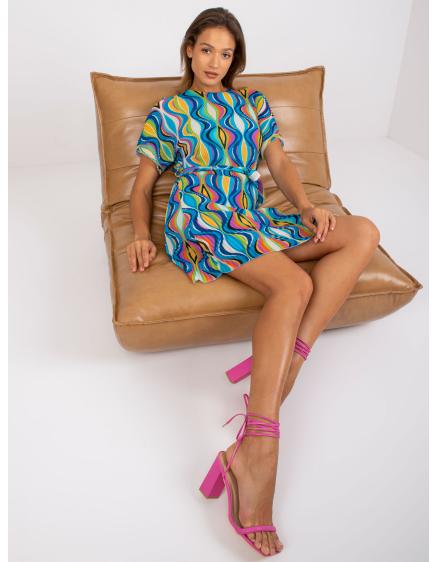 Dámské šaty s krátkými rukávy mini MARIANNE modré 