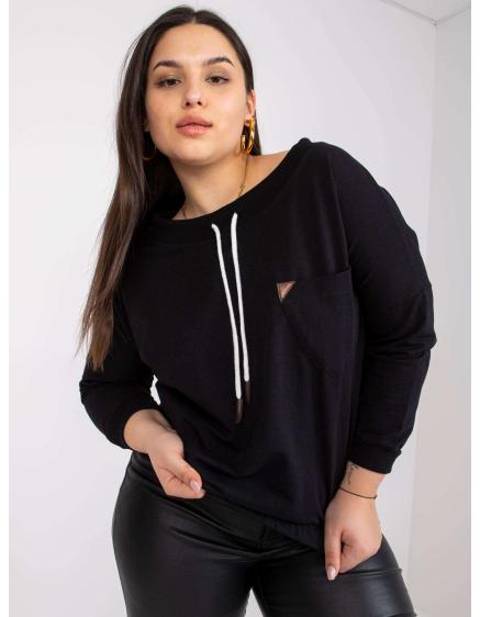 Női rövid plus size pulóver LOUNA fekete