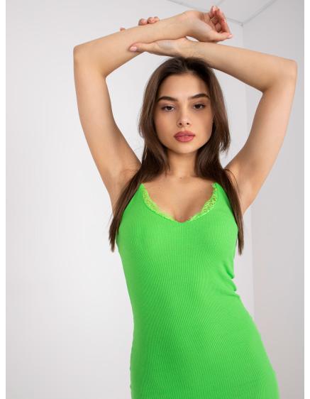 Női csíkos pamut ruha Emi RUE PARIS zöld