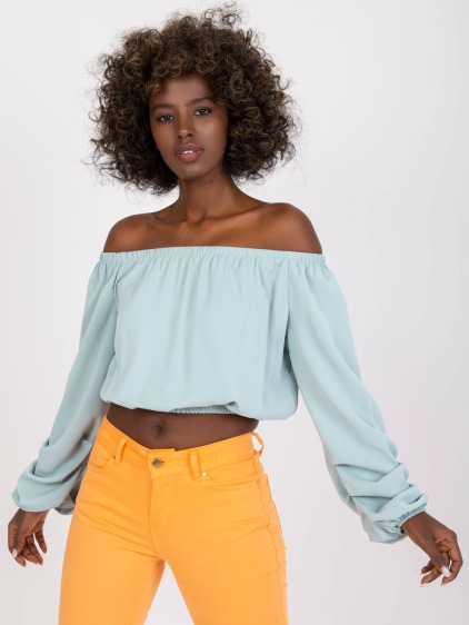 NINELI női blúz spanyol nyakkivágással menta zöld