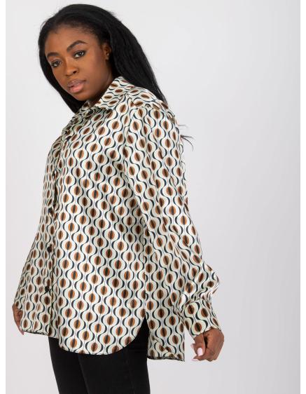 Dámske asymetrické tričko s potlačou YETA beige