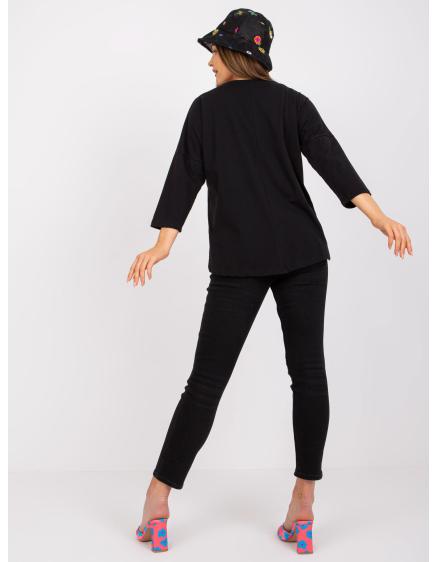 Női hétköznapi blúz, kerek nyakkal ITA fekete