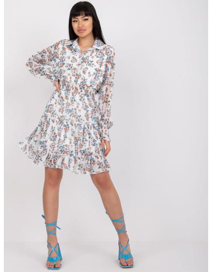 Dámské šaty s květinovým potiskem a dlouhými rukávy LIJA bílé 