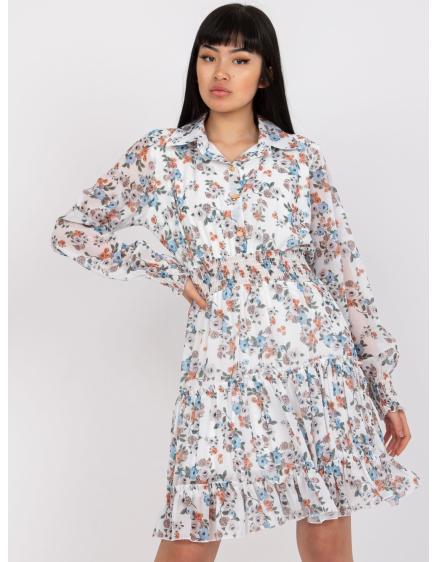 Dámské šaty s květinovým potiskem a dlouhými rukávy LIJA bílé 