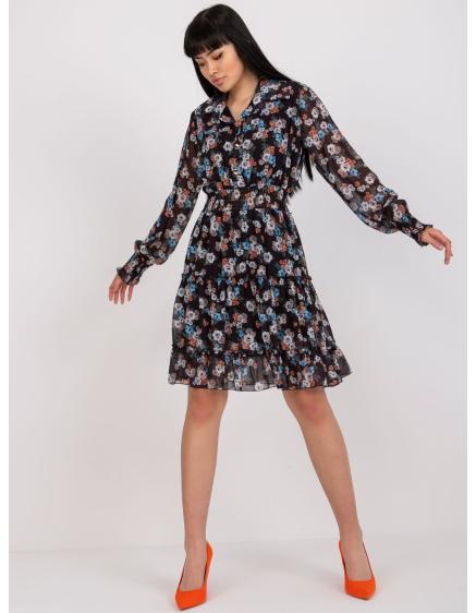 Női nyomtatott fodros ruha LADY fekete