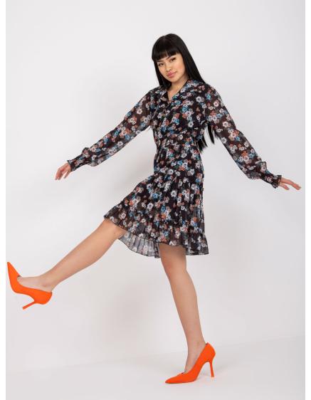 Női nyomtatott fodros ruha LADY fekete