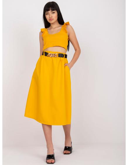 Női öves trapéz szoknya BELLIA sárga