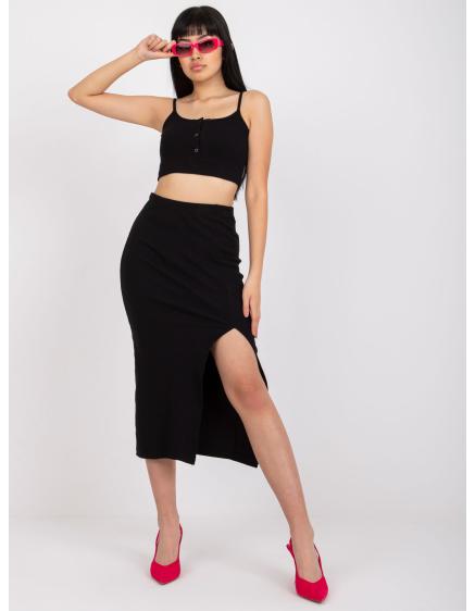 Dámska sukňová súprava s rozparkom RUE PARIS čierna