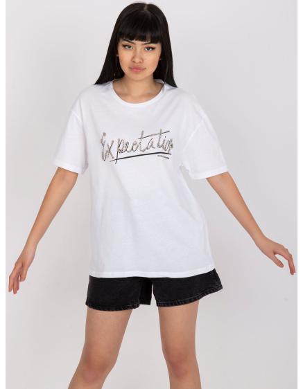 Dámské tričko s nášivkou a kulatým výstřihem QUIA bílé