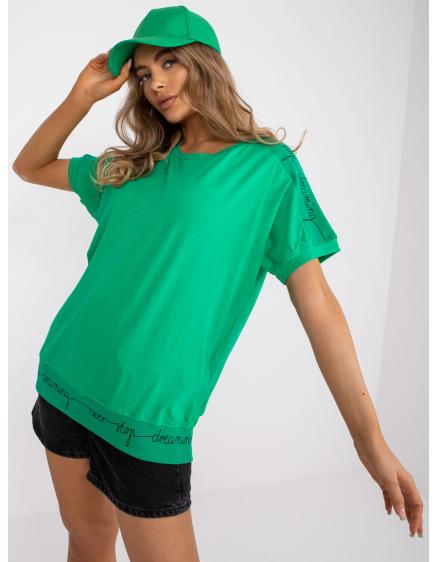 Női hétköznapi blúz kerek nyakkivágással BEA sötétzöld