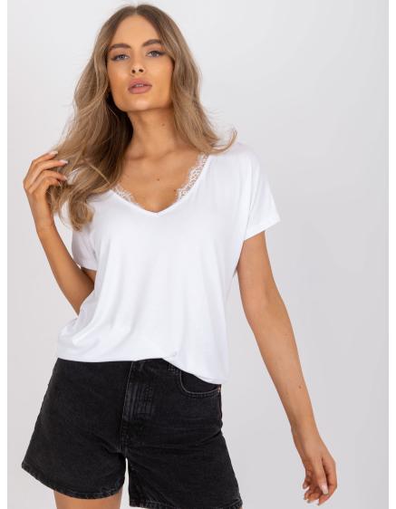 Női V-nyakú póló AILEEN fehér