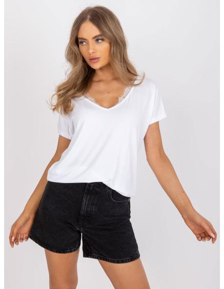 Női V-nyakú póló AILEEN fehér