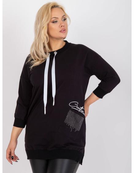 Női pamut plus size tunika díszzsebekkel SYLVIANE fekete