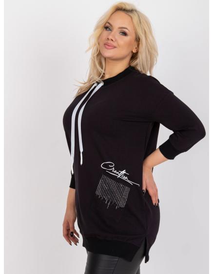 Női pamut plus size tunika díszzsebekkel SYLVIANE fekete