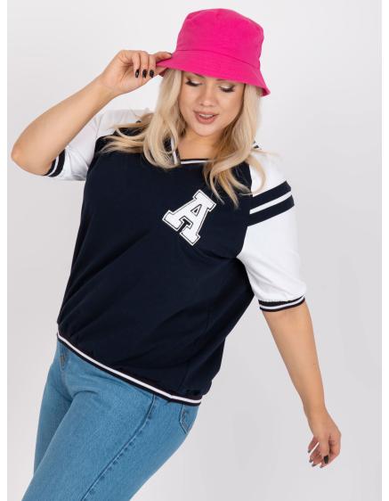 Dámská halenka plus size s krátkým rukávem SHORTY modrobílá 