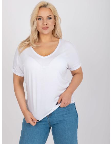 Dámska blúzka s výstrihom do V plus size DINA white