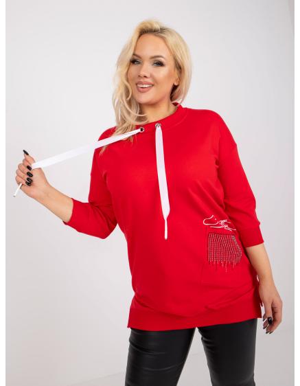 Női plus size pamut tunika applikációval INNA piros